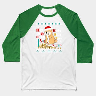 Ho Ho Hold Holy Shit Coin- Funny Shiba inu Xmas Baseball T-Shirt